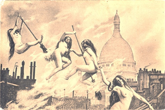 French postcard, Witches' Sabbat in Paris c1910 2